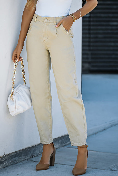 Solid High Waist Casual Pants